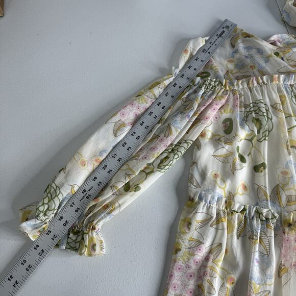 Ted Baker Bellona Tiered Trapeze Mini Dress Women 2 Cream Pastel Floral Babydoll - Picture 10 of 14